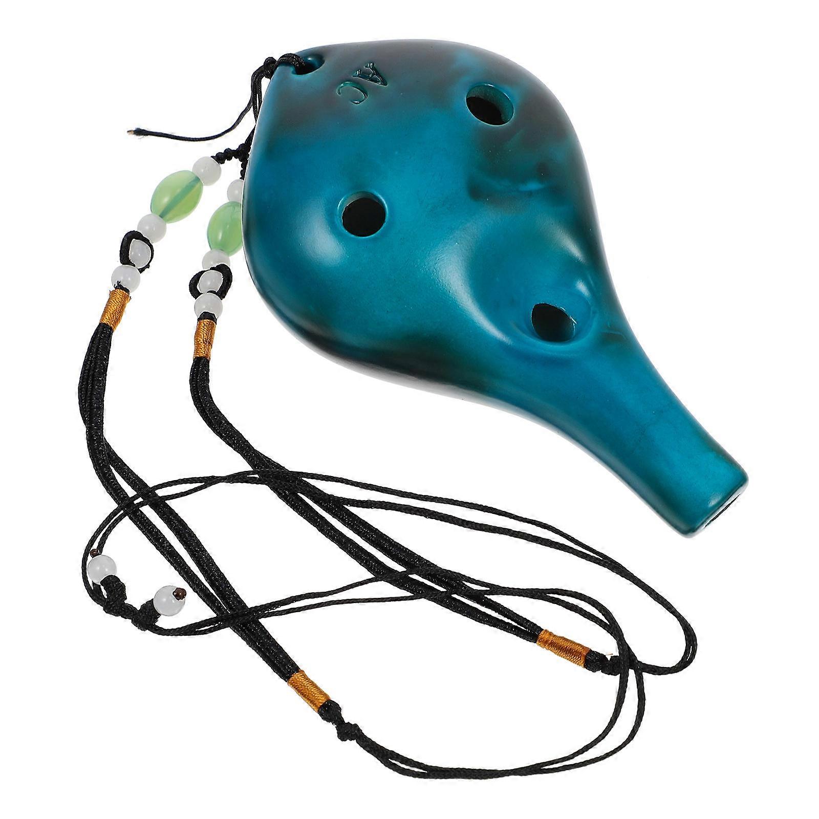 Beginners Ocarina With Rope And Bag Portable Dolomite 6-Hole For Travel And Amateur Use Blue 1Pack
