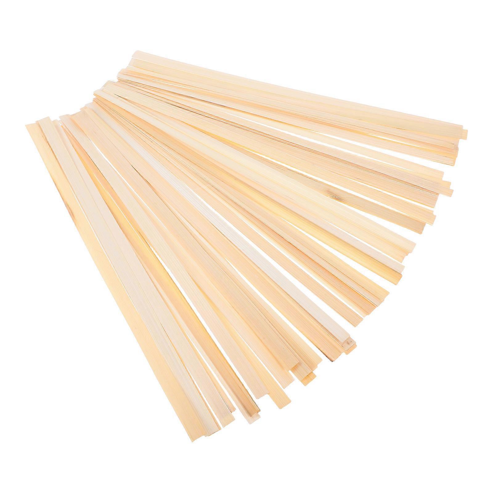 50pcs Bamboo Weaving Strips for DIY Crafts Sturdy Flat Bamboo Sticks for Handmade Fans, Paintings & Basket Weaving Projects for Beginners & Experts