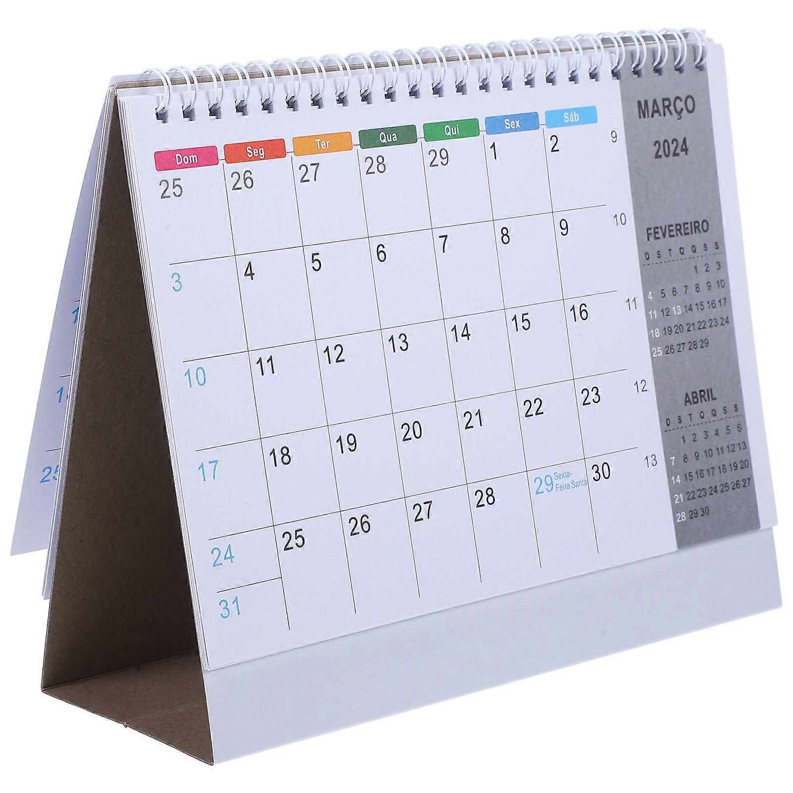 Decorative Standing Calendar For Home Use Office Use School Use Time Management Simple Style 1Pcs