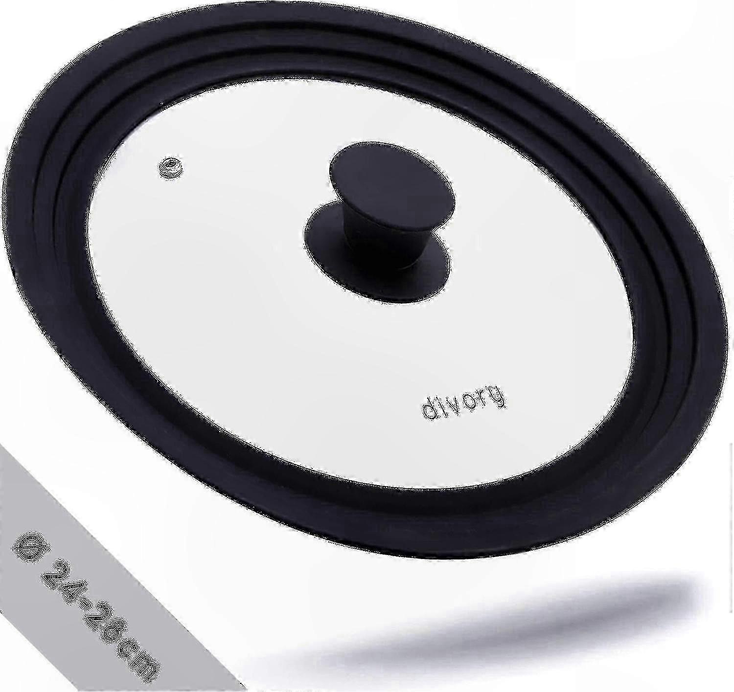 Universal Glass Lid with Silicone Edge for Pots and Pans, Fits 28-32cm Cookware Sizes