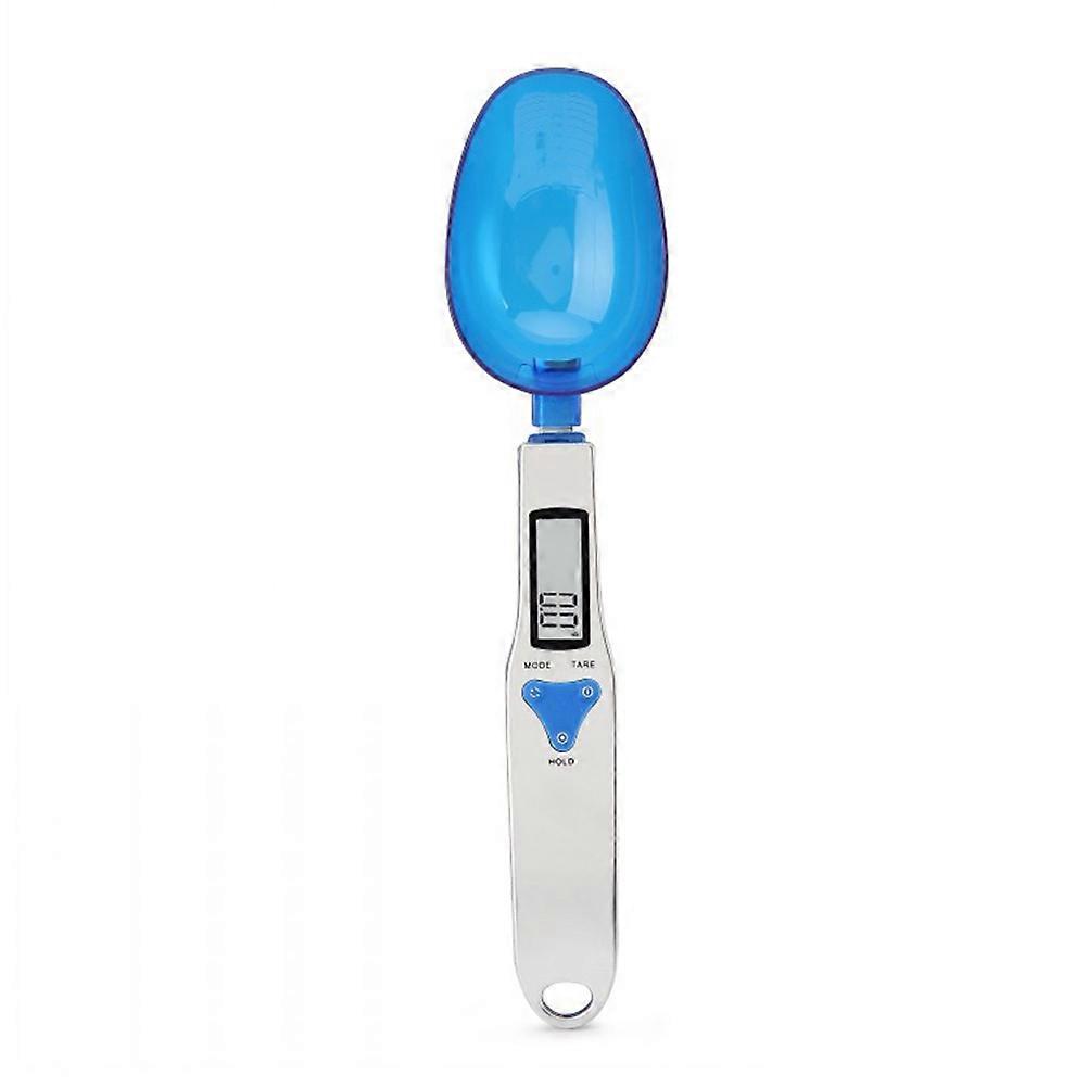 Blue Digital Spoon Scale with Replaceable Heads for Kitchen Food Weighing 500g/0.1g Precision Plastic