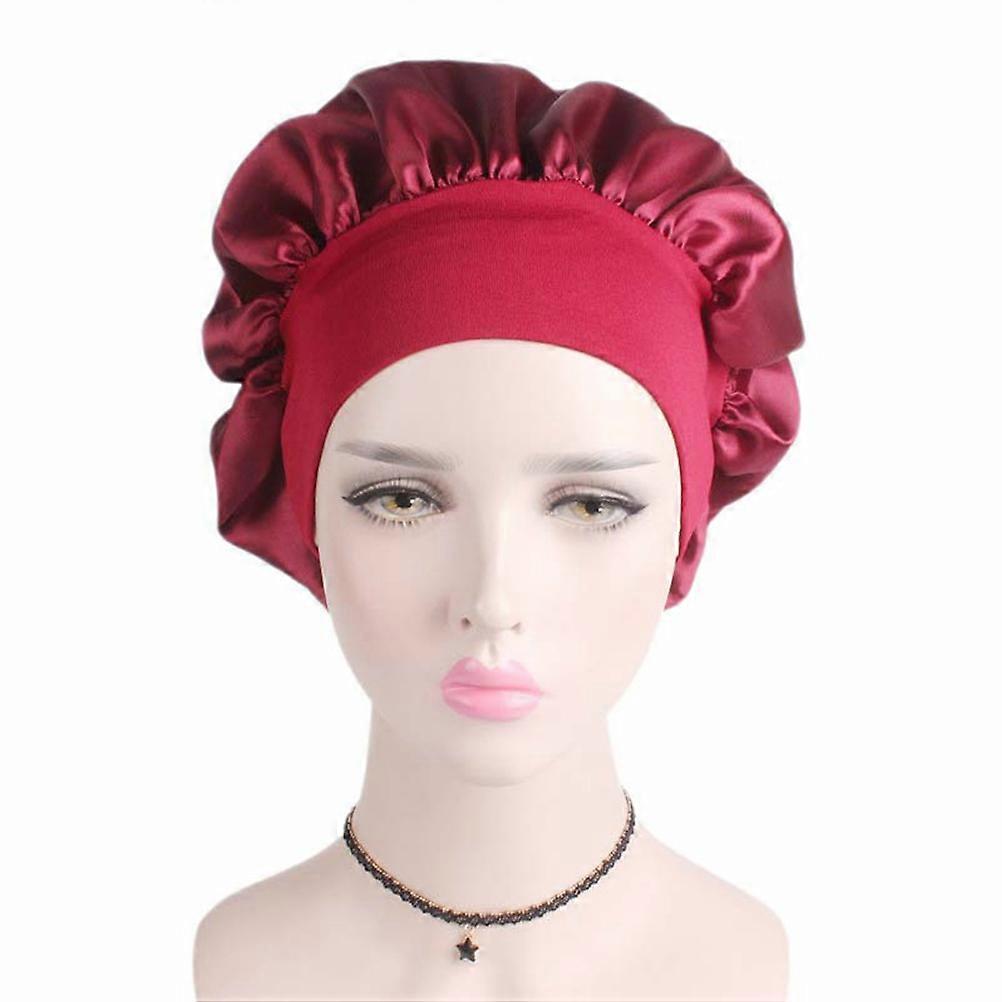 Red Satin Sleeping Cap for Women with Wide Side Elastic Band to Protect Hair during Chemotherapy 5658CM