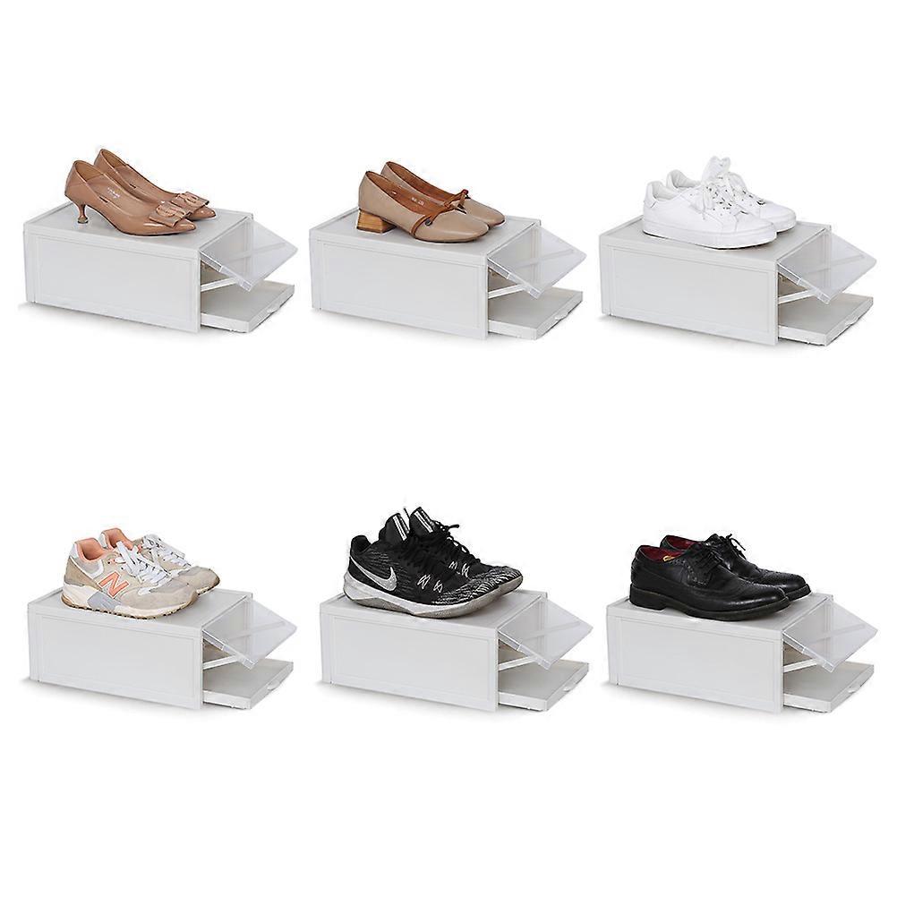 Grey Stackable Shoe Storage Boxes with Drawer Design for Easy Access and Space Saving 3 Pcs