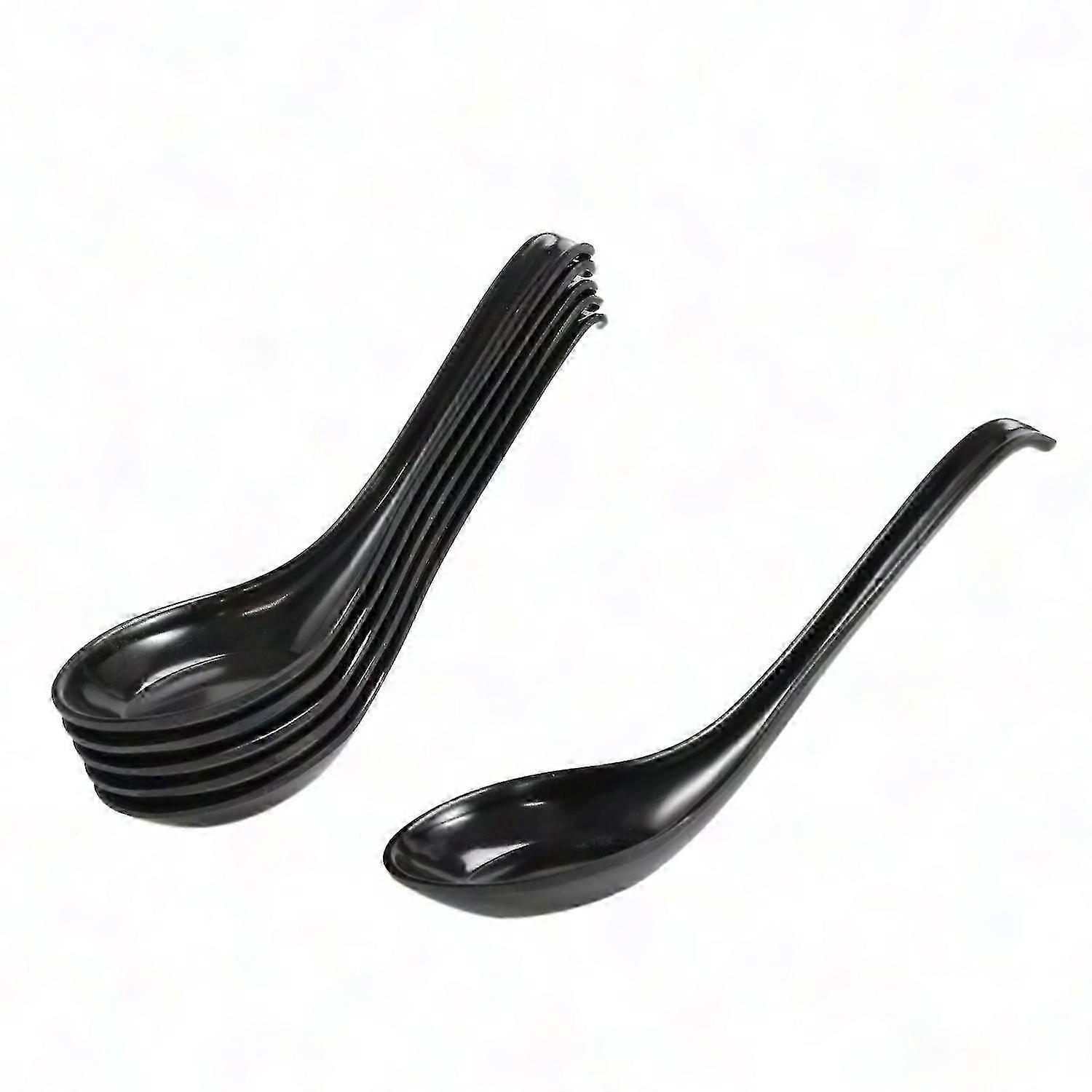 6 Pcs Japanese Style Soup Spoons, Asian Rice Spoons with Long Handle, Creative Chinese Soup Spoon Set