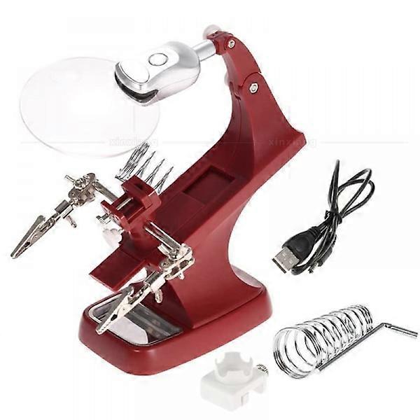 Soldering help magnifier station with LED light, 2x 4x