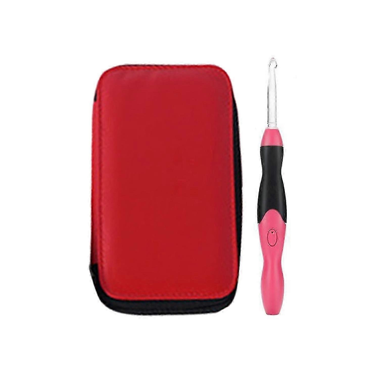 1 Set Light-up Crochet Hook Kit with Storage Case USB Rechargeable 2.5 MM to 6.5MM 9 Sizes DIY LEDRed SZRG A-D