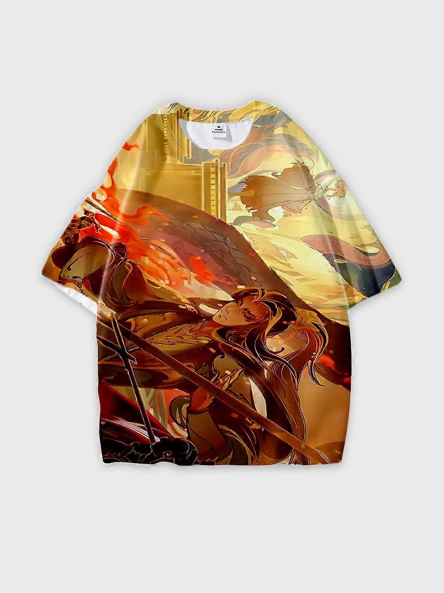 T-shirt round neck Role Pattern loose short sleeve E2398