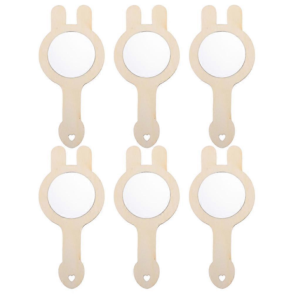 6pcs Unfinished Wooden Mini Mirrors for DIY Crafting, Home Decor & Creative Projects