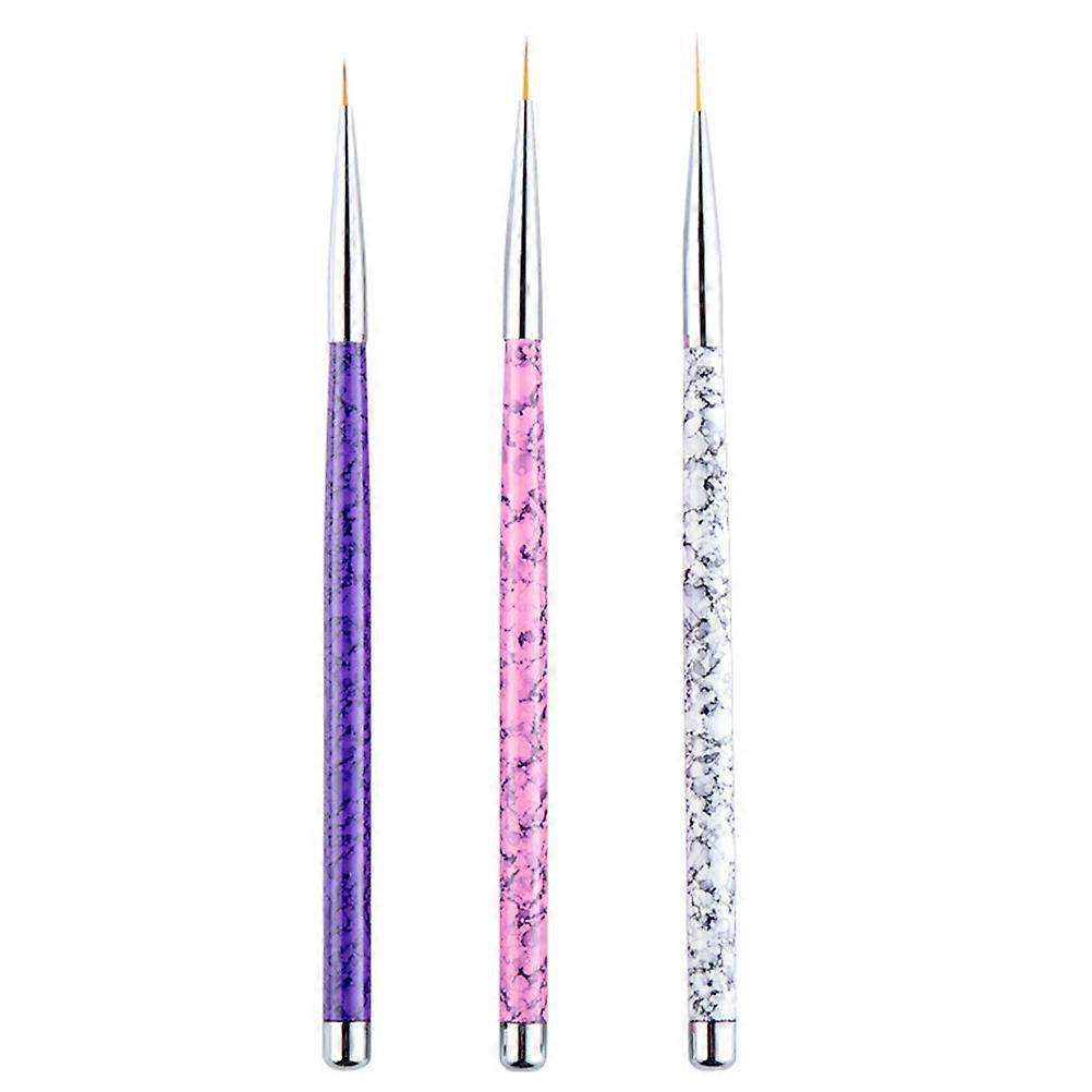 Nail Art Liner Brushes with PP Nylon Material for Painting Use 3pcs Assorted Color