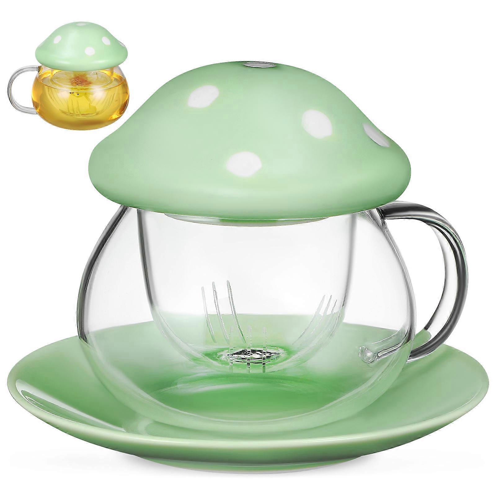 Ceramic Filter Tea Cup With Strainer Mushroom Shaped Beverage Containment For Tea Lovers 1Set