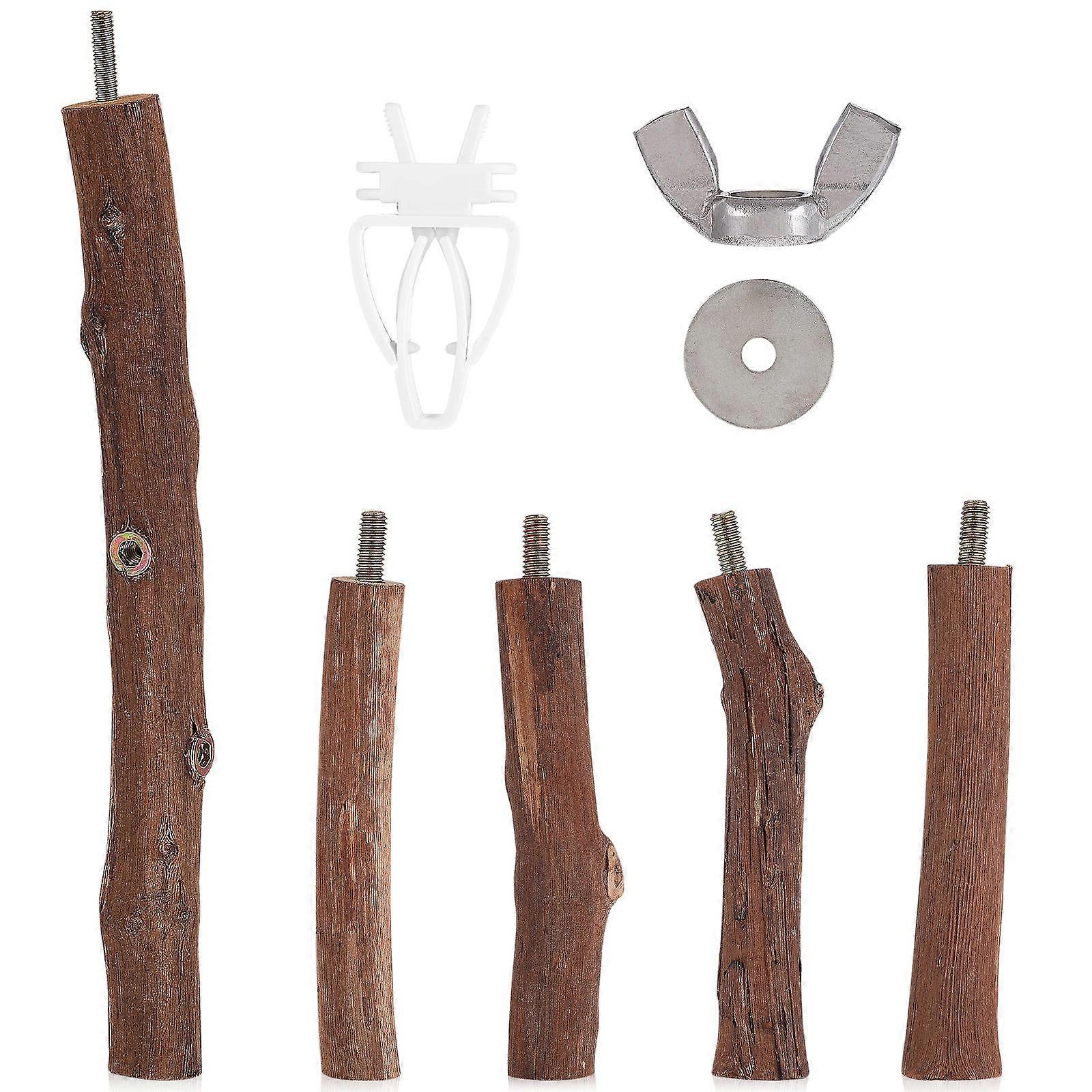 Bird Cage Perch Stand Natural Look Branch for Parrots Parakeets Conures Macaws Finches Standing Climbing 1Set