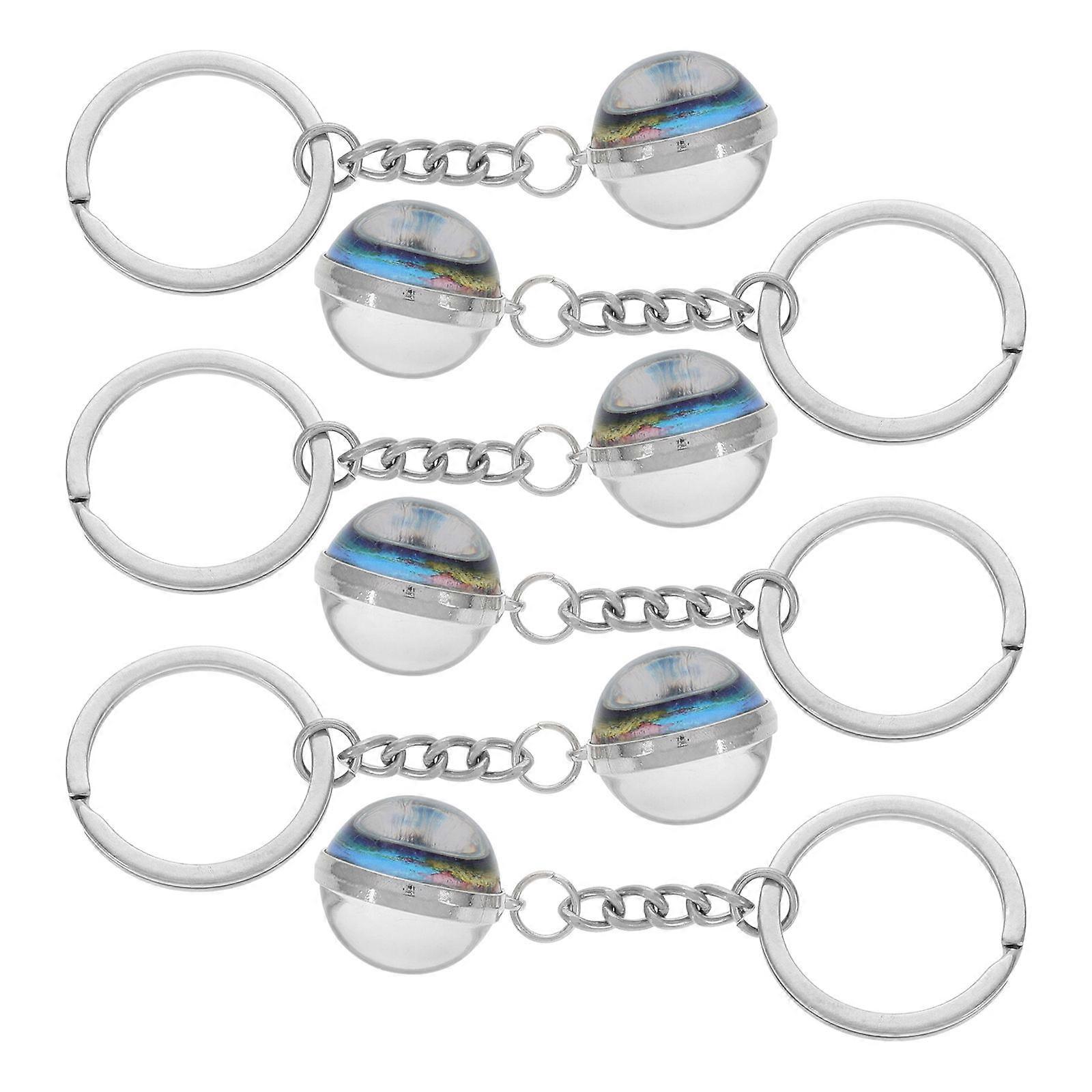 6pcs Globe Keychain Fashionable and Durable with Metal Glass Materials for Decor Multi Color