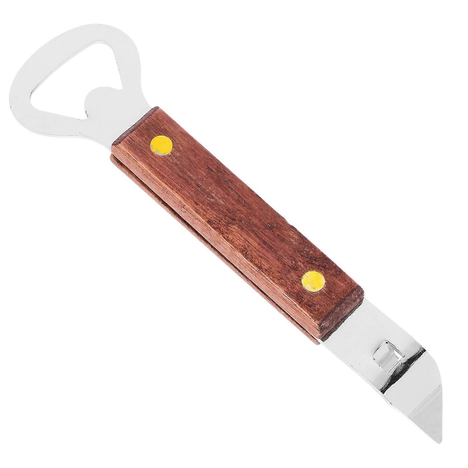 Wood Handle Bottle Opener Made of Wood and Stainless Steel Silver Color Compact Size
