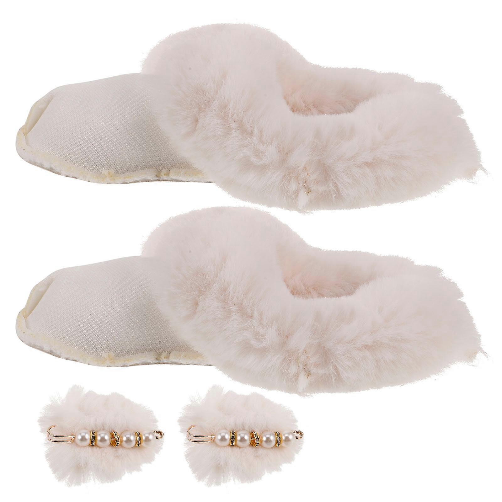 Plush Shoe Liners for Winter Cozy Removable for Slippers & Boots, Breathable Thick Inserts with Pompoms for Outdoor Activities
