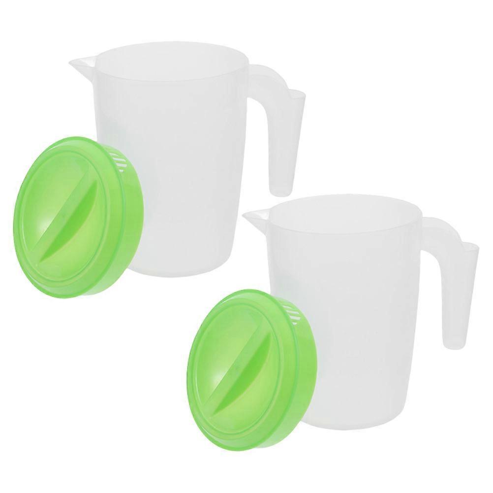MLINS 2PCS Plastic Beverage Pitcher for Cold Drinks with Lid for Fridge Storage Suitable for Juice Milk and Other Beverages 1 L