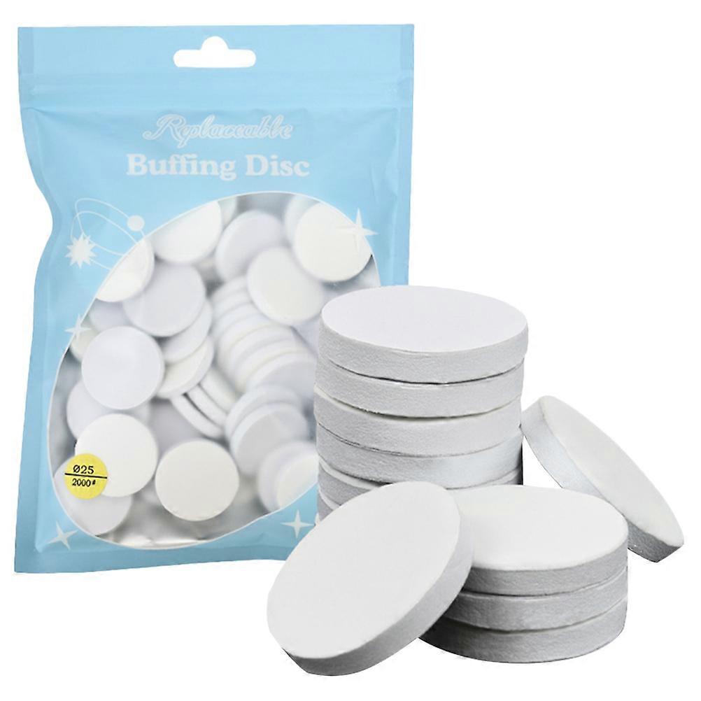 50Pcs Replaceable Nail Grinding Pads Round White Polishing Discs Ideal For Men And Women Nail Care 2X2Cm
