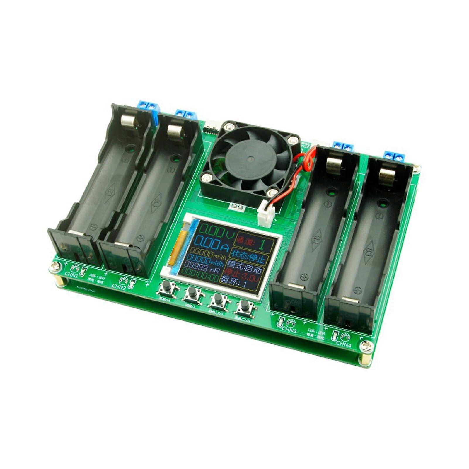 Lithium Battery Tester, 4-Channel Dual C Type Capacity Meter, Charge & Discharge Functions, Accurate Voltage Readings