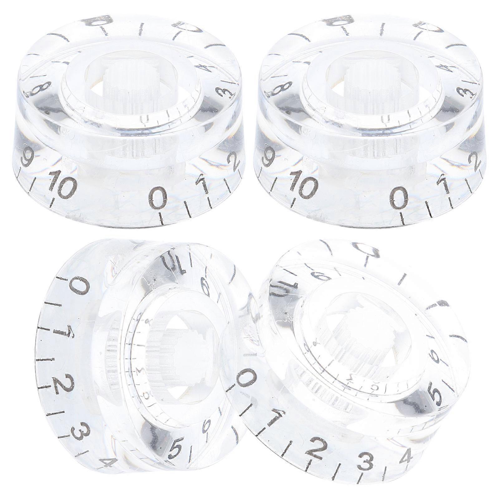 Potentiometer Knob Guitar Volume Control Knob Transparent With Black Lettering 2.5x1.7cm 4Pcs