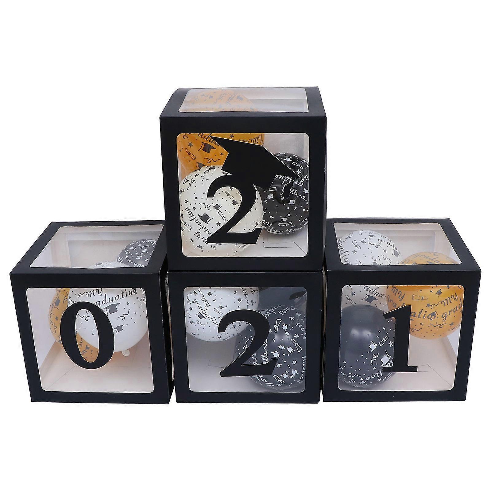 20Pcs Balloons And 4Pcs Balloon Display Box Set For Graduation Party Decorations In Elegant Black Color