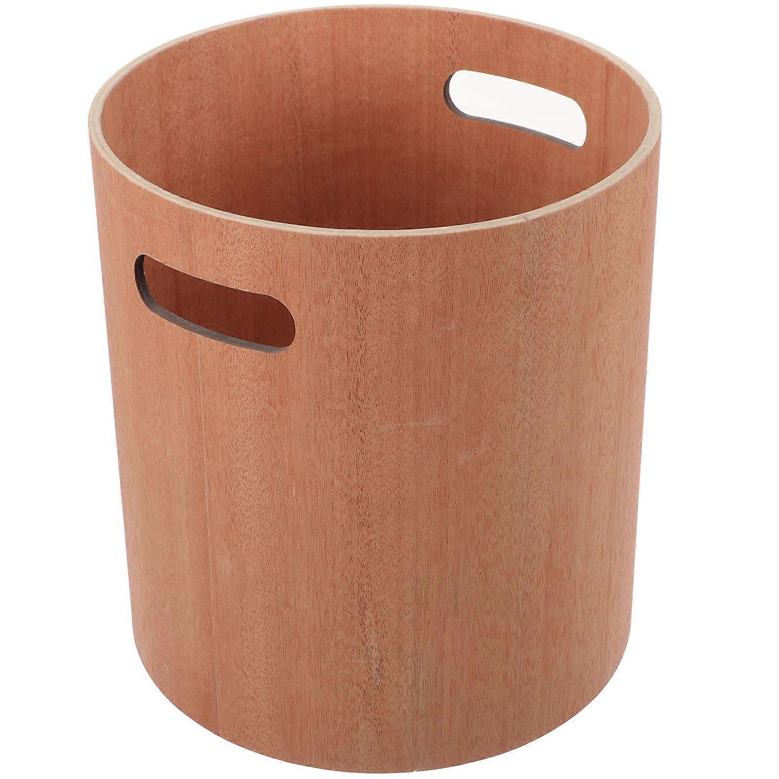 Cute Trash Bin Round Wooden Bathroom Desk Design for Household Users 26.00X24.00X24.00cm Practical 1Pack