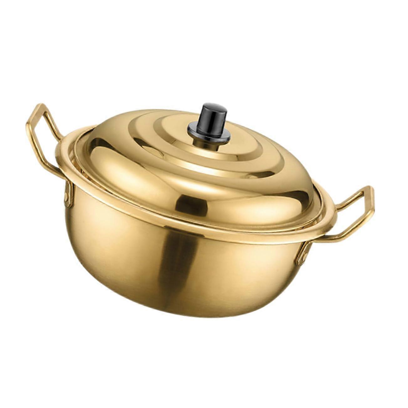 Instant noodle soup pot with double handles for ramen soups and stews, easy to care for and versatile in use.