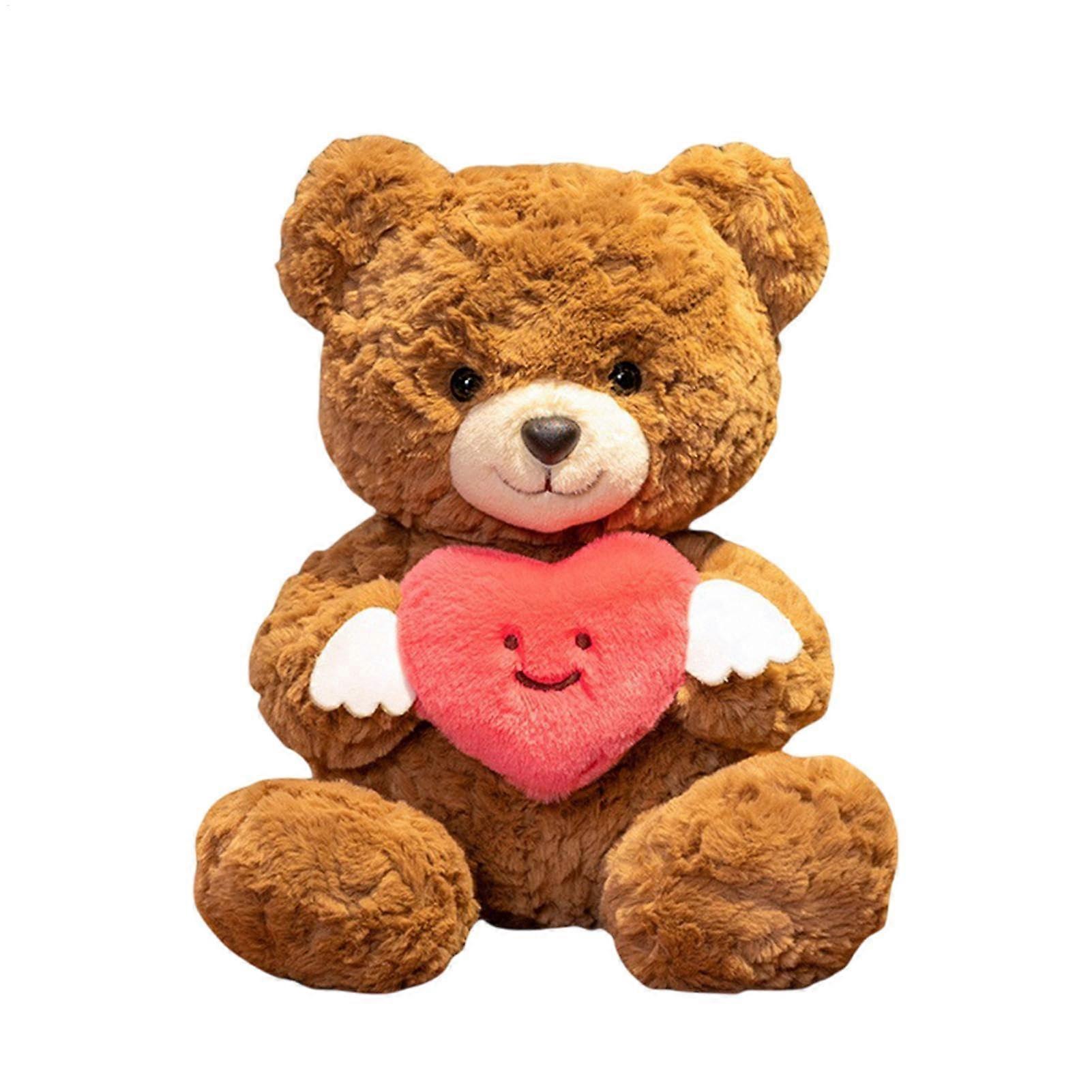 Valentine's bear, Soft bear plush hugging heart 9.84in toy doll for gifts red