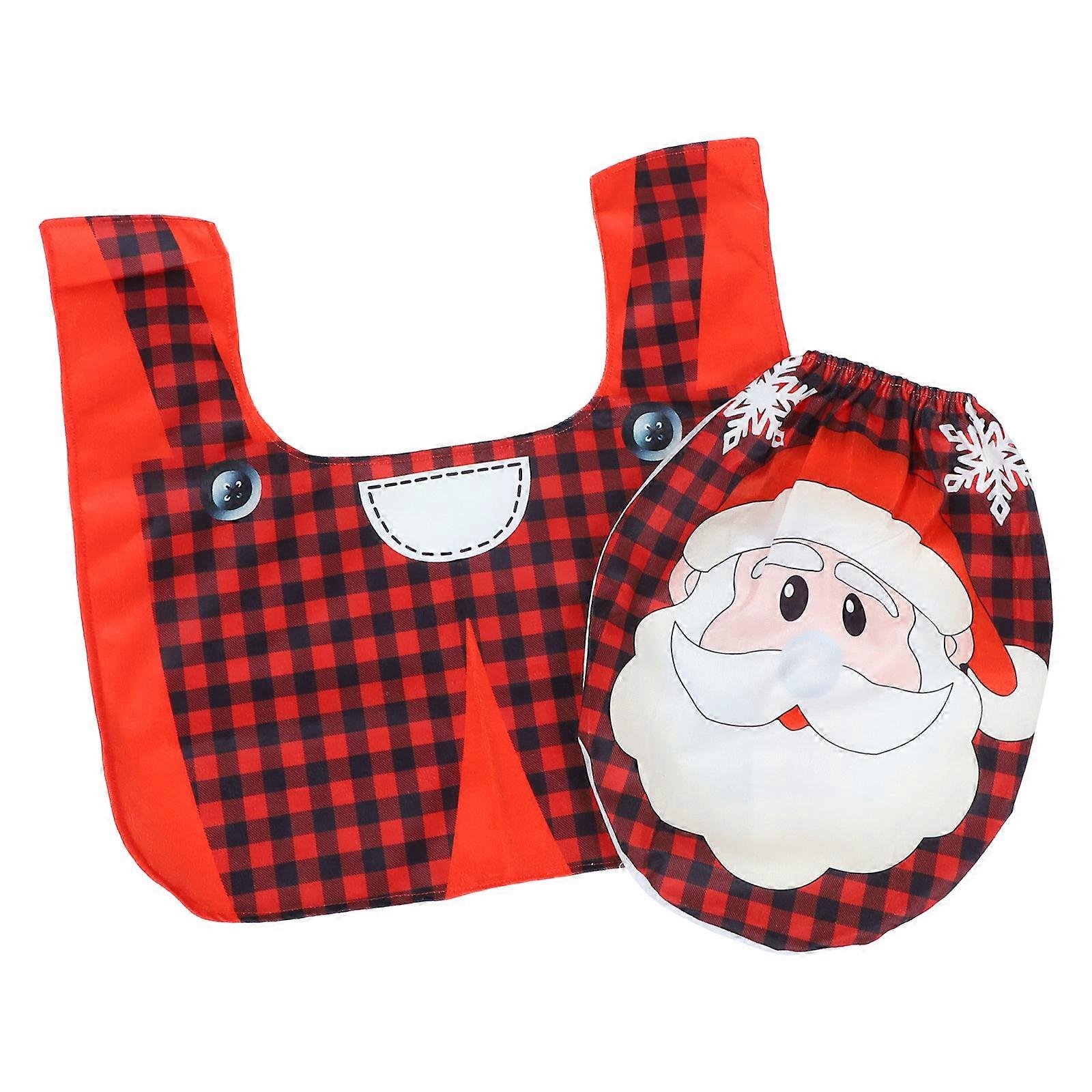 Christmas Toilet Seat Cover with Nonwoven Fabric Antiskid Design and Assorted Colors for Bathroom Decor Fits Standard Oval Lids