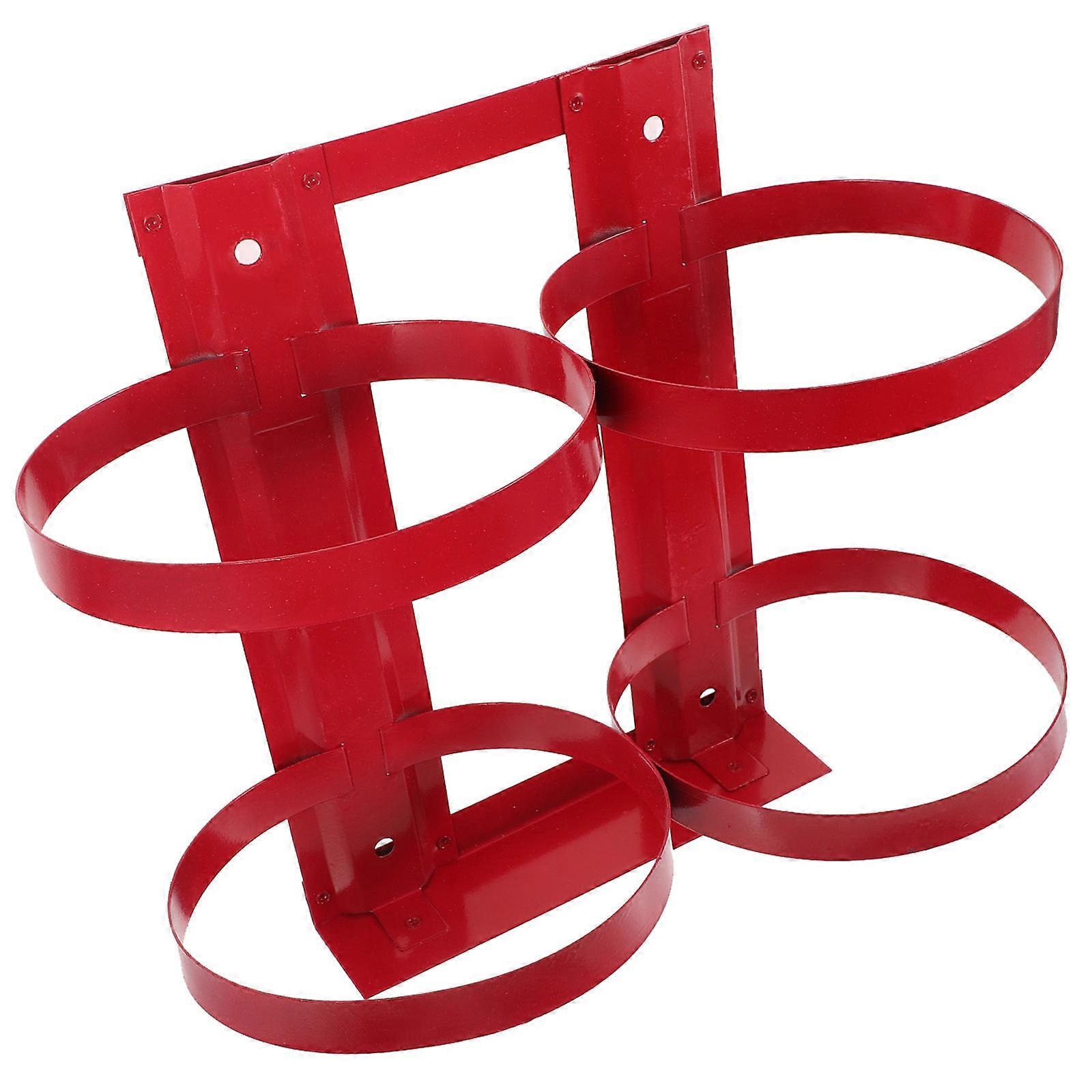 Wall Mount Fire Extinguisher Holder Made of Iron in Red Color for Storage Use Fits Dual extinguishers 12.5x8.5x6.2 inches