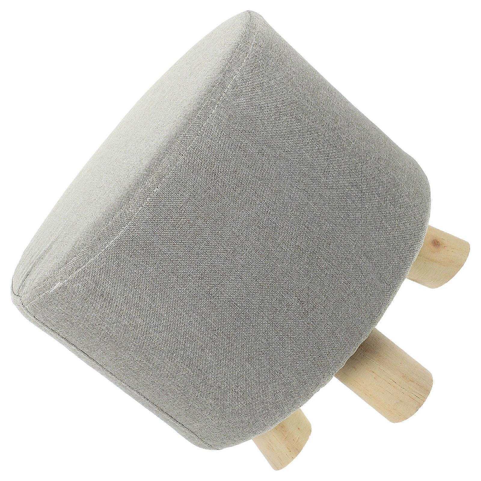 Wooden Stool for Kids Use with Comfortable Fabric Seat Grey Color and Stable Design 12.5 Inches Height