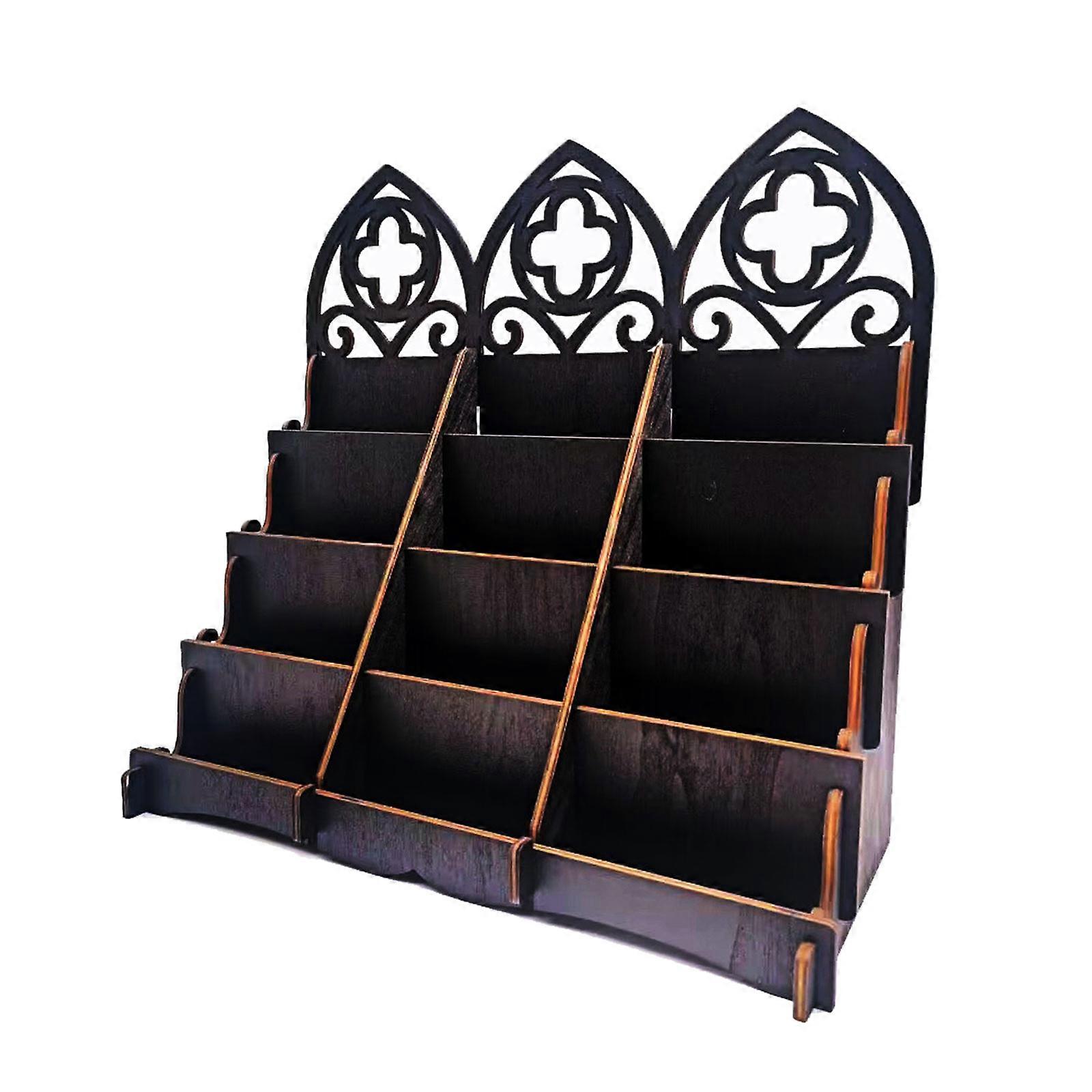 Wood Crystal Showcases Shelf For Home Office Decorations Cosmetics Storage Stand For Busy Tabletops Spaces Multicolor