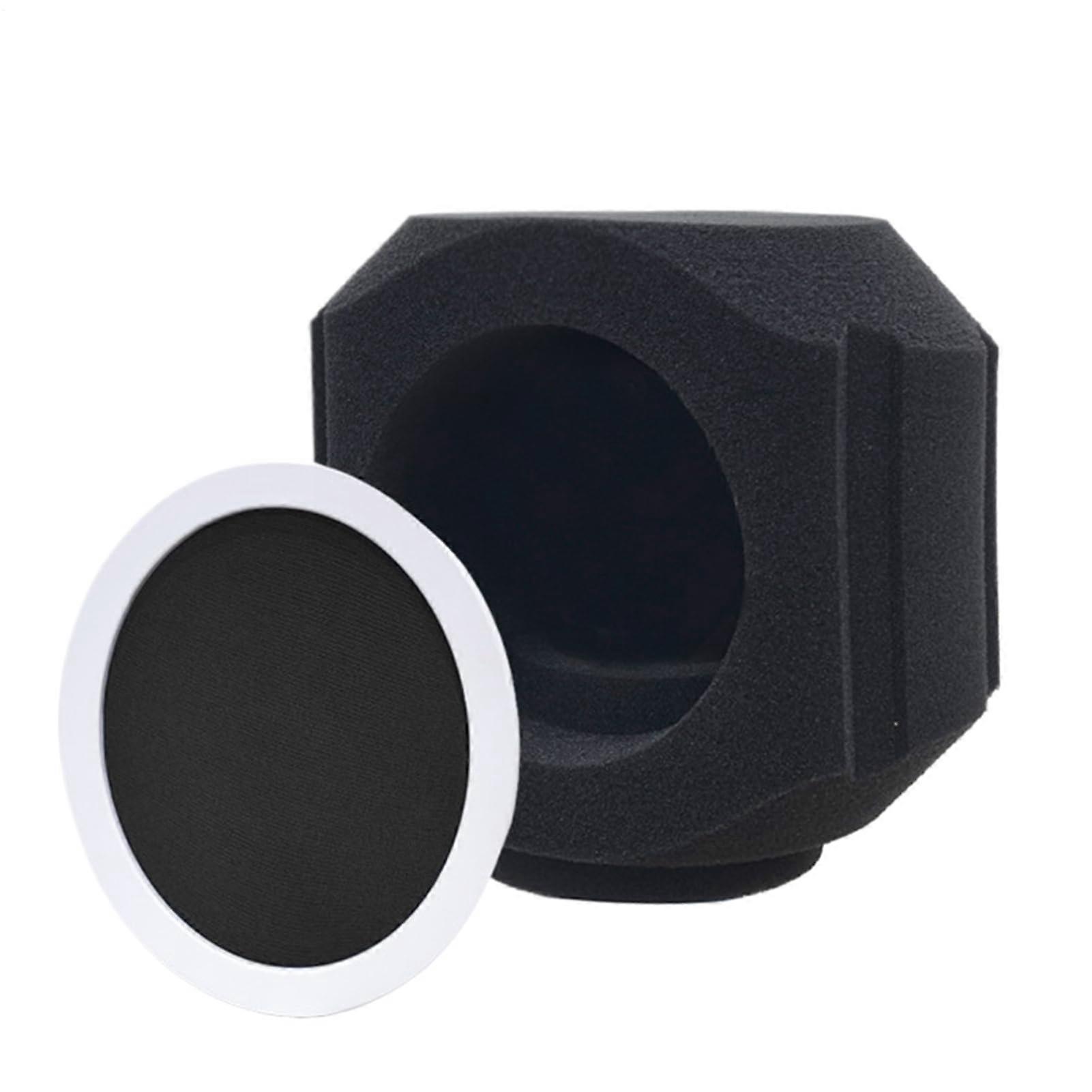 Microphone Isolation Shield, Sound Absorbing Shield with Filter, Portable Soundproof Cover for Podcast, Singing, Rapping, Black