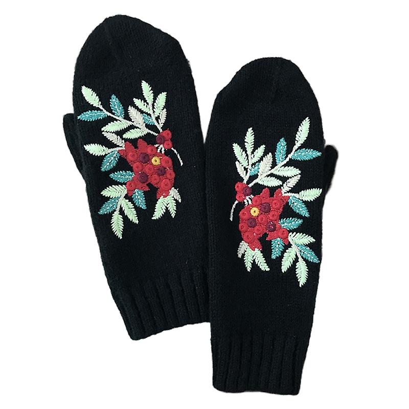 Svart stickad stretchiga vantar handskar