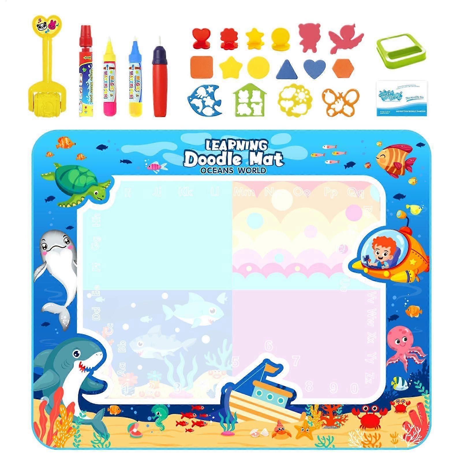 Water Drawing Mat for Kids Age 3-7, Large Water Writing Mat for Learning, Reusable Non-Toxic Drawing Surface