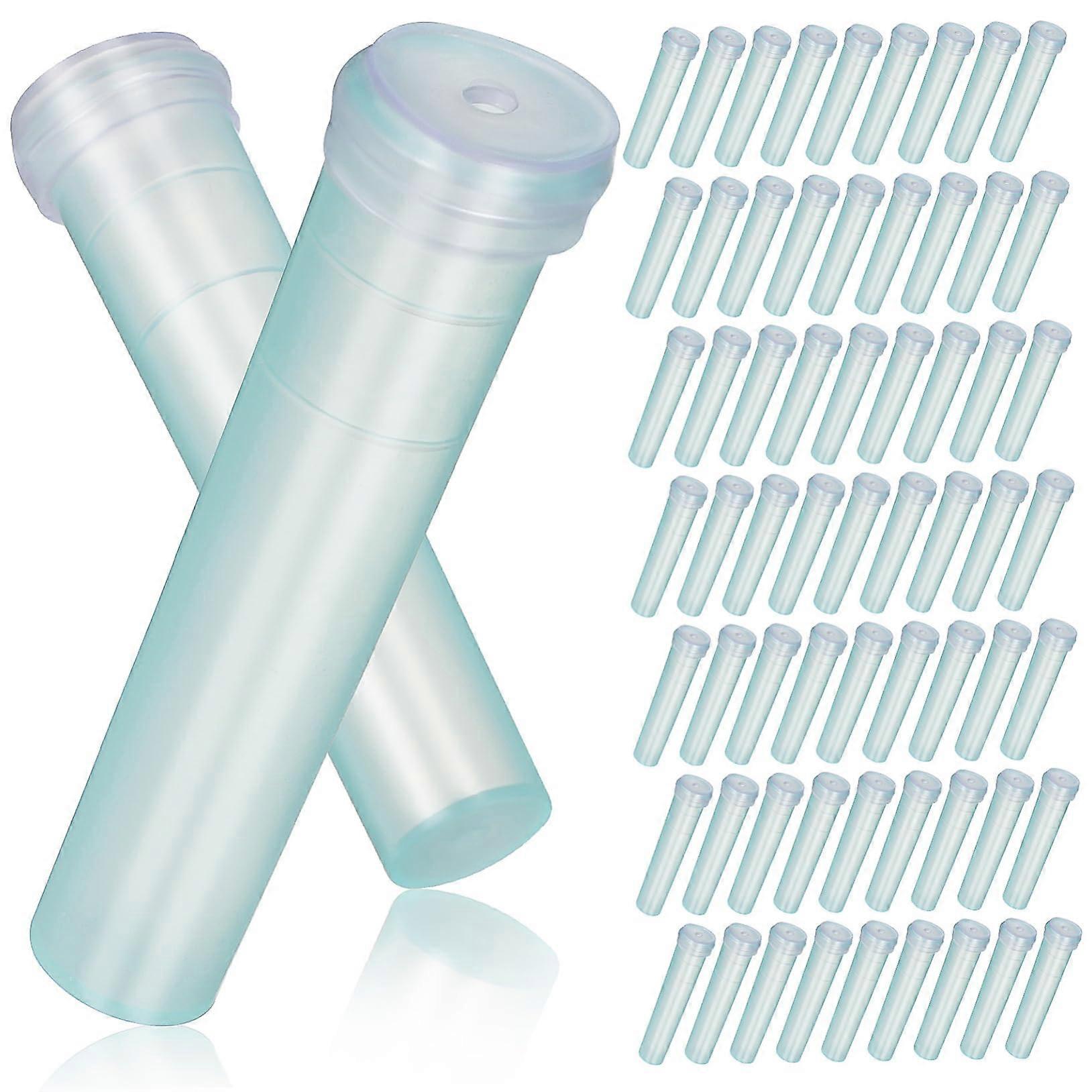 100Pcs Reusable Floral Water Tubes with Soft Caps Transparent Plastic Test Tubes for Flower Arrangements for Orchid Stems and Cuttings