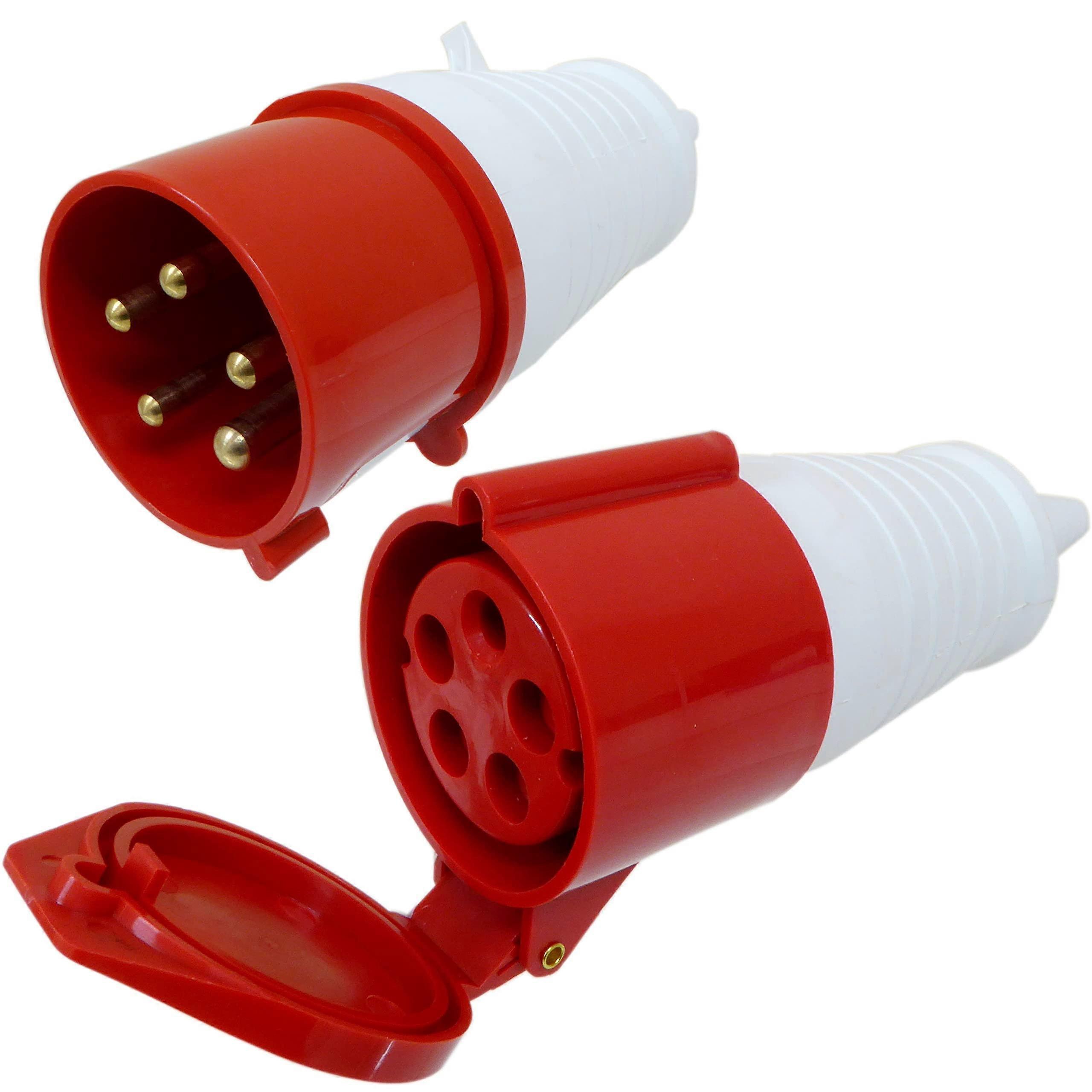 32 Amp 5 Pin 3Phase 400V Plug and Connector Set CEE IEC Industrial 32 A Red