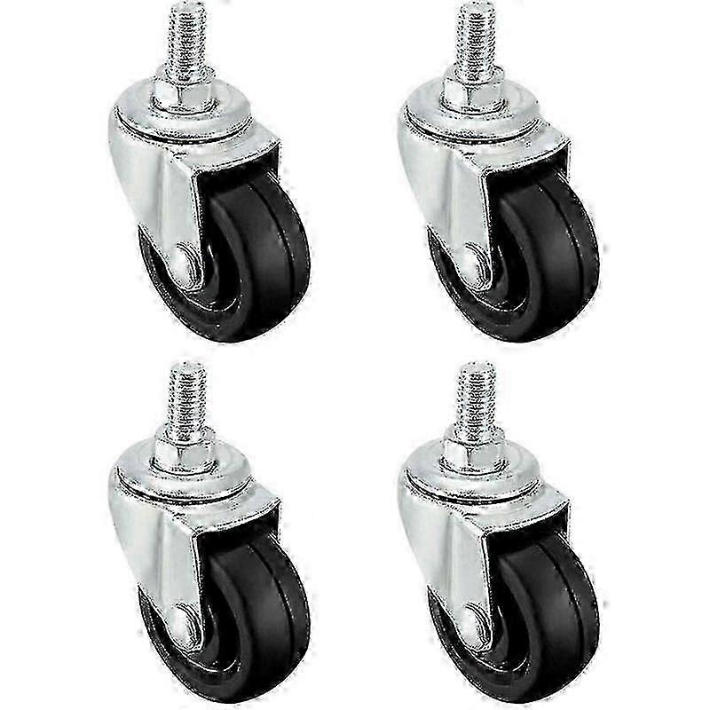 4 Rubber Wheels 40mm Diameter With M8 Threaded Rod For Assembly