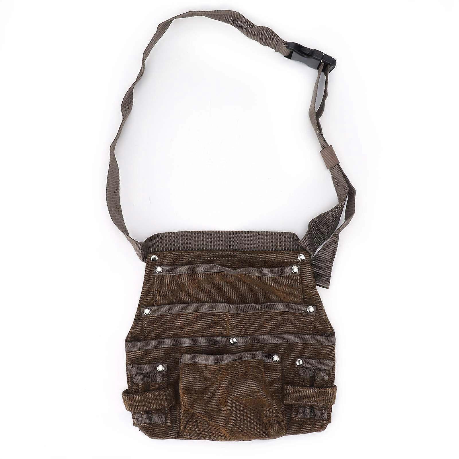 Adjustable Waterproof Waxed Canvas Tool Belt Pouch with Multiple Pockets for Maintenance