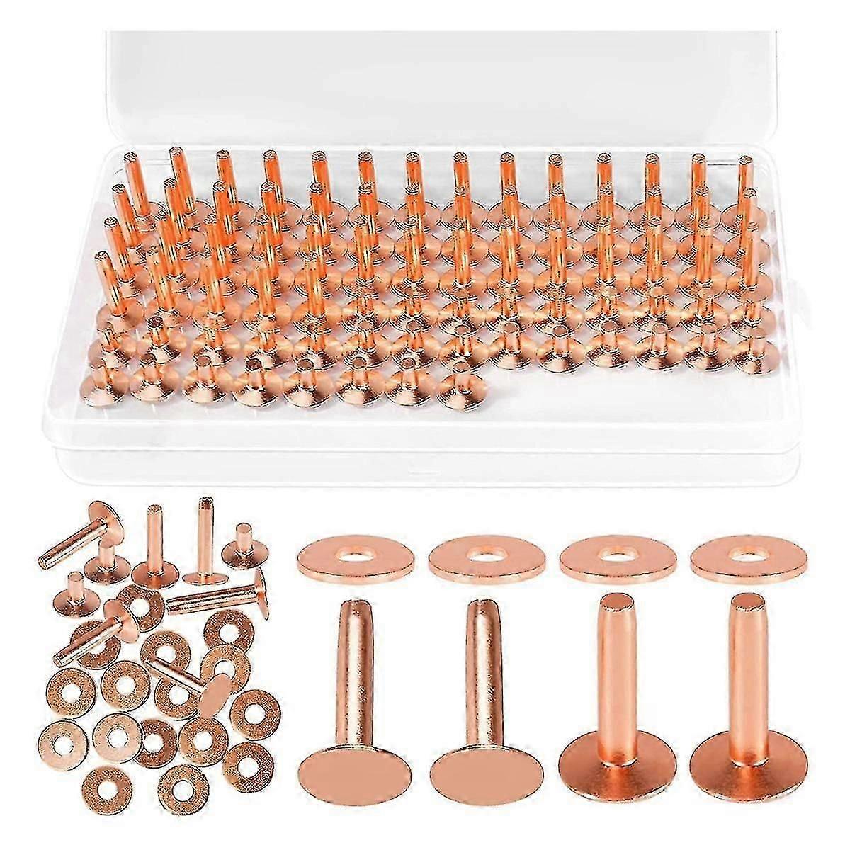 154Pcs 皮革用铜铆钉, 皮革铆钉, 纯铜铆钉和皮革加工用毛刺