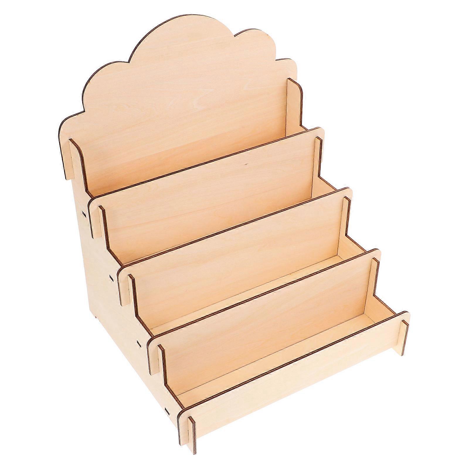 Wooden Tiered Card Display Stand for Greeting Cards, Postcards, and Retail Events – Space Saving Desktop Organizer Rack