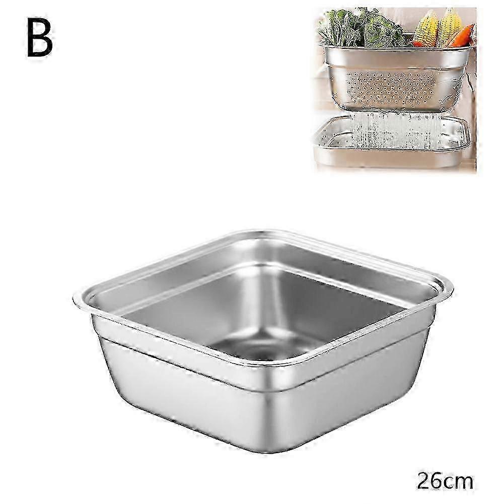 Flat Bottom Stainless Steel Drain Basin With Reinforced Rice Drainage Sieve