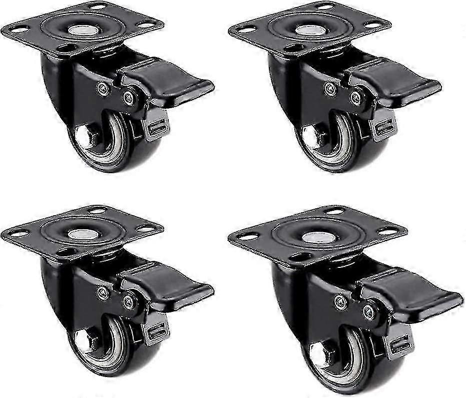 Heavy Duty Mute Rubber Caster Wheels with Brake for Mobile Trolleys and Carts