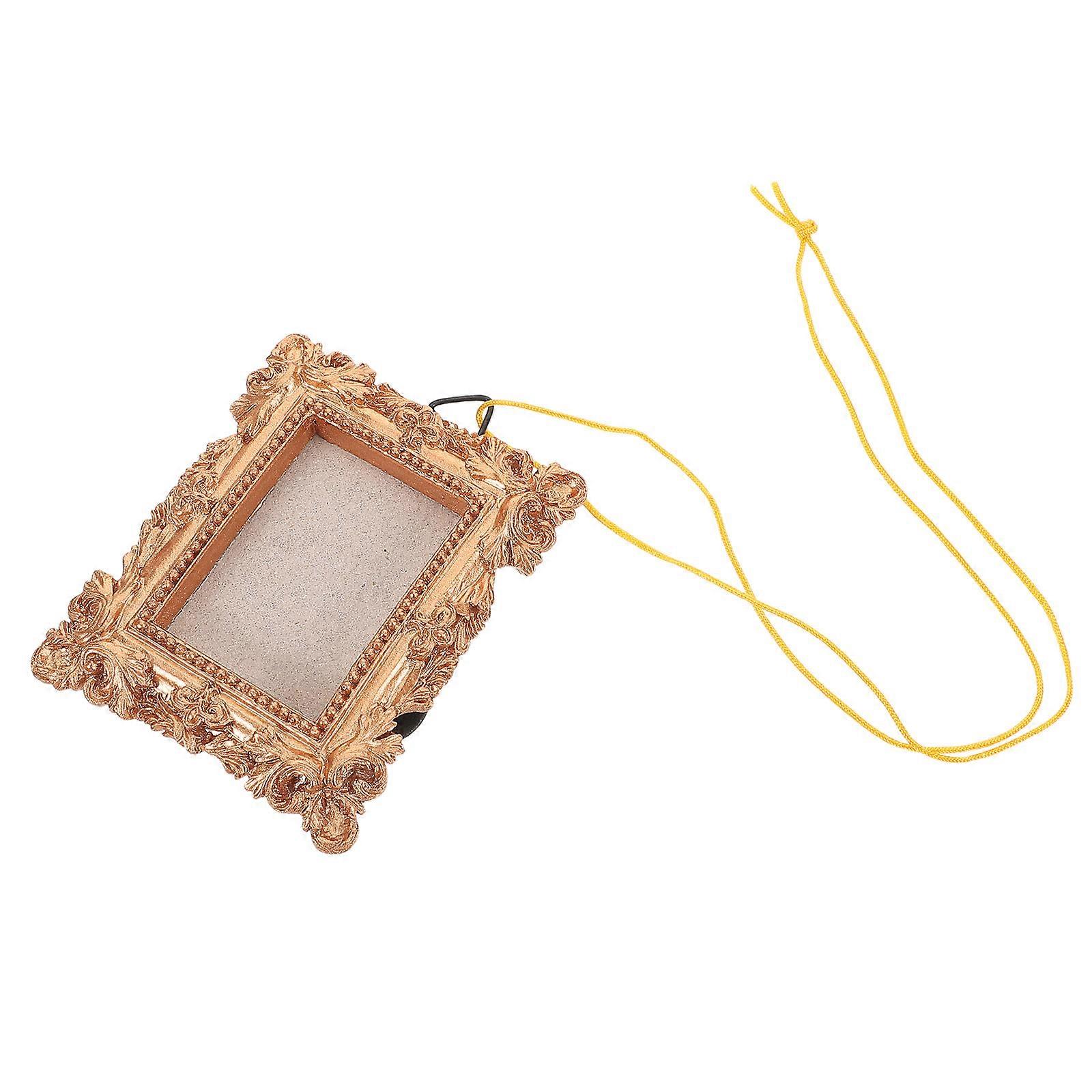 Vintage Style Mini Christmas Photo Frame Ornament with Hanging Rope – Lightweight Rectangular Decorative Frame for Tree, Wall, Holiday, Party, and