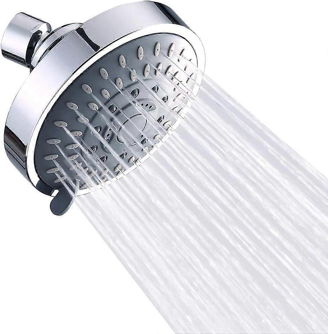 Shower Head, High-Pressure Rain Fixed Showerhead Rainfall 5-Setting With Adjustable Metal Swivel Bal
