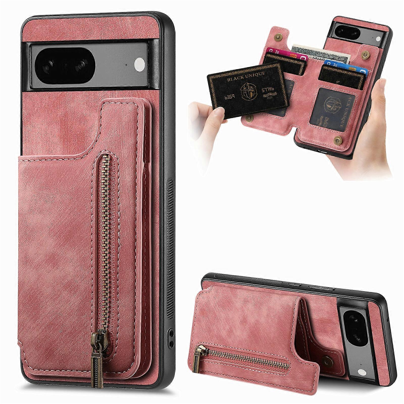 레트로 가죽 지퍼 지갑 백 폰 케이스