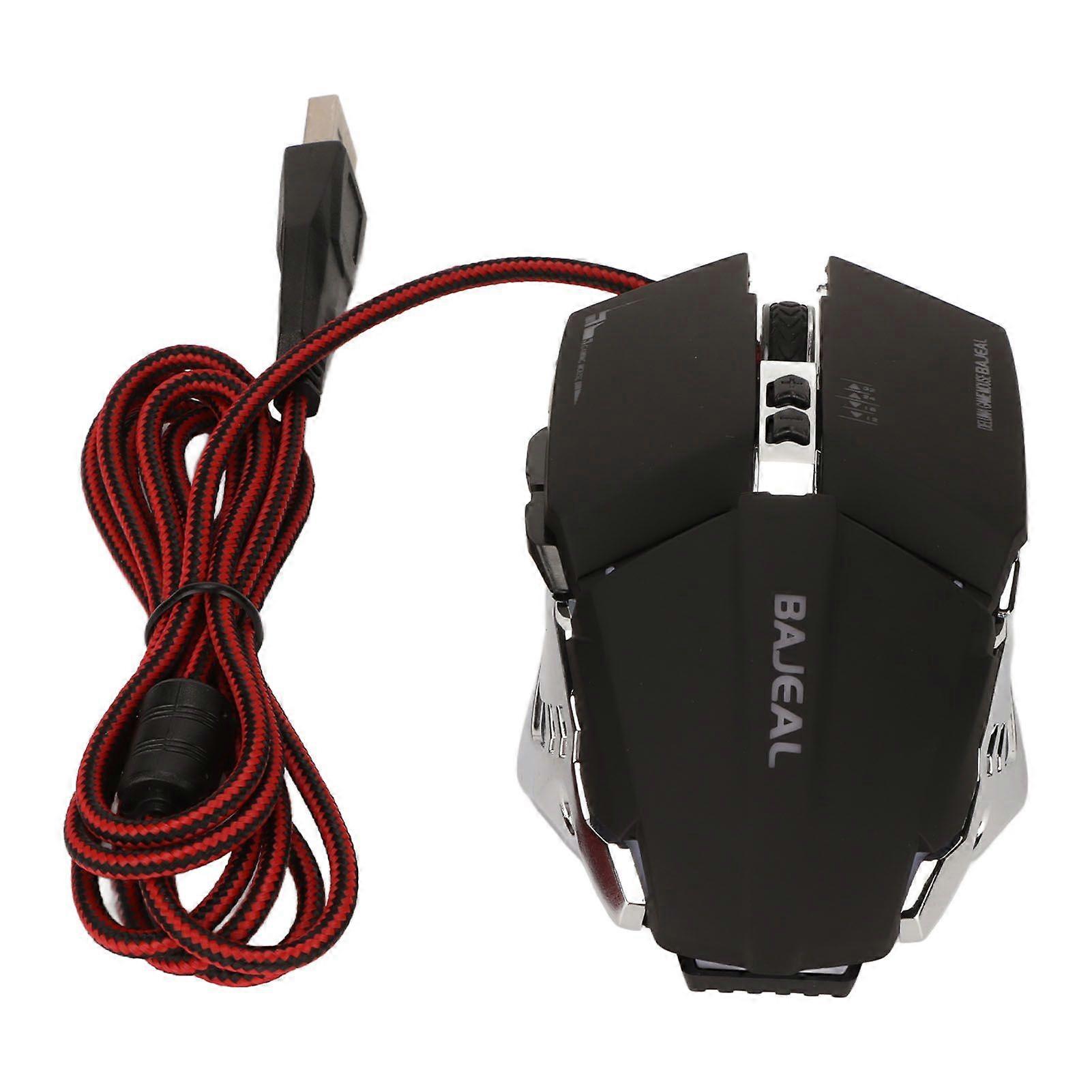 Gaming Mouse Ergonomic Design 4 DPI Adjustable Breathing RBG Backlit Accurate Control Office Mouse for Desktop Laptop PC Black