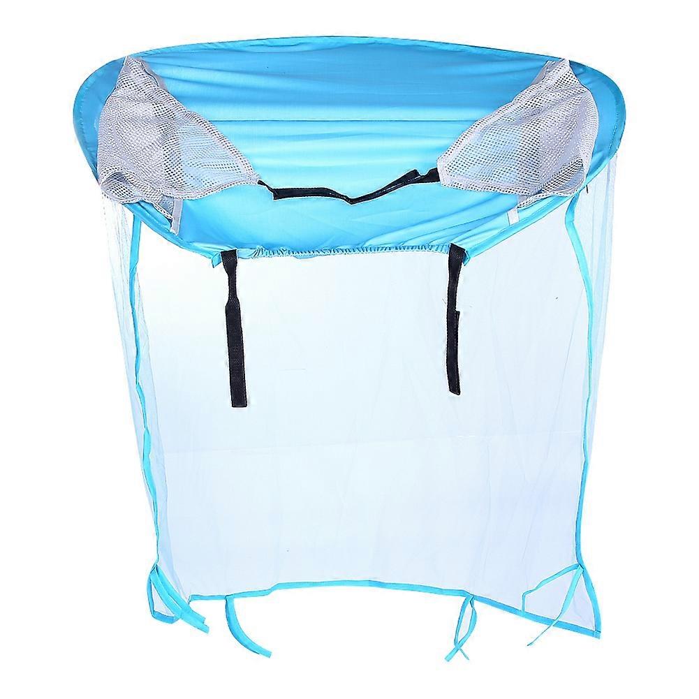 2-in-1 Baby Stroller Universal Sun Shade Anti-UV Umbrella Canopy with Mosquito Curtain(Blue)