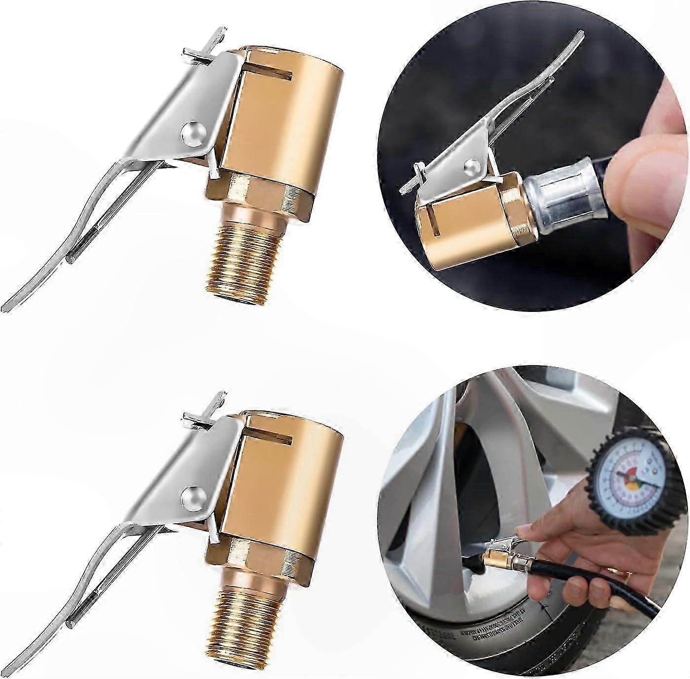 Heavy Duty Brass Air Chuck with Clip Adapter for Tire Inflation Compressor Connection