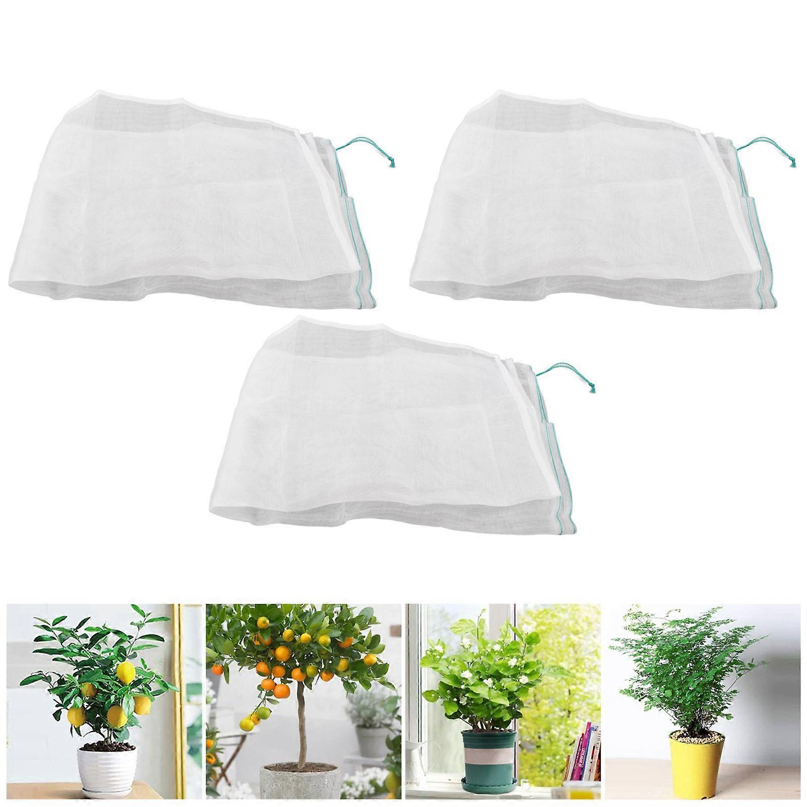 3Pcs Green Nylon Plant Netting 60x95cm Drawstring Protector