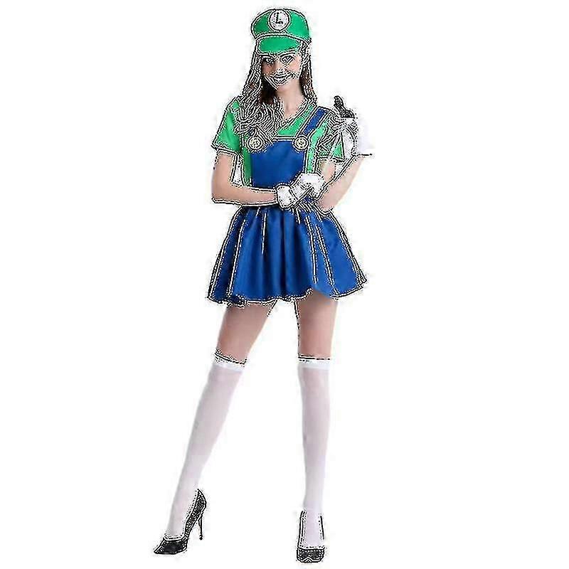 大人の女性スーパーマリオルイージブラザーズ仮装レディースドレス-2025