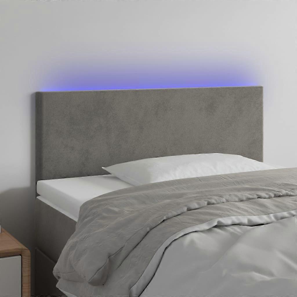LED Kopfteil Hellgrau 80x5x78/88 cm Samt